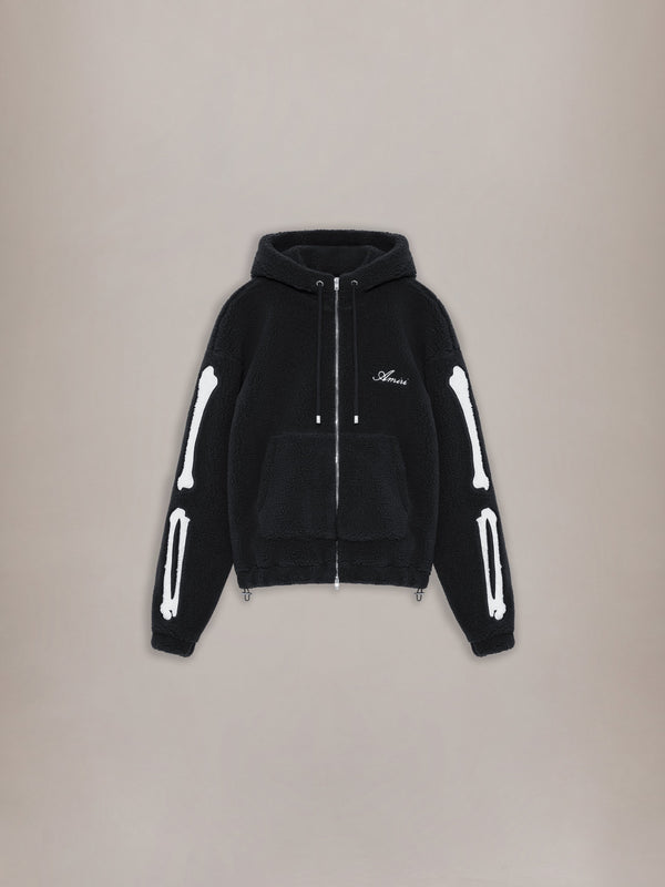 BONES FLEECE ZIP HOODIE - Black