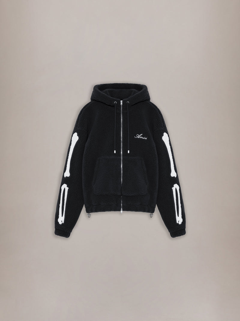 BONES FLEECE ZIP HOODIE - Black