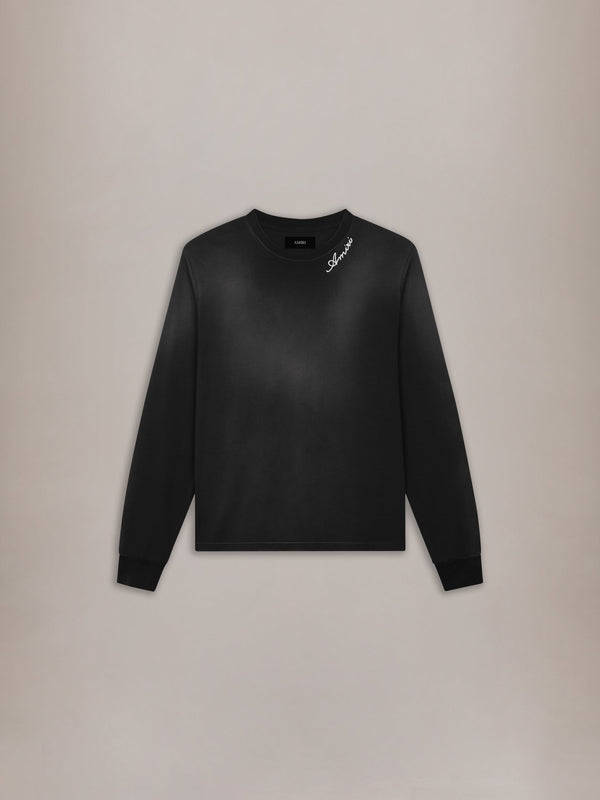 AMIRI SCRIPT OVERSIZED LONG SLEEVE TEE - Black