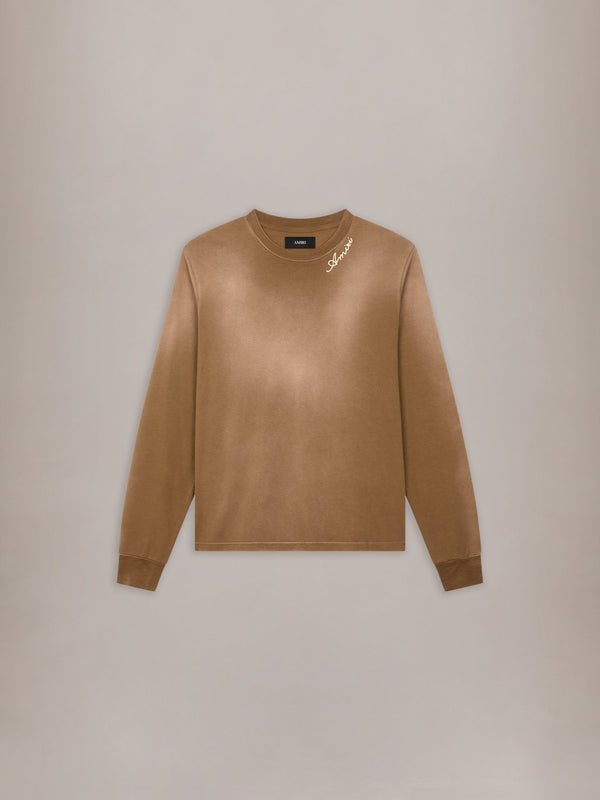 AMIRI SCRIPT OVERSIZED LONG SLEEVE TEE - Coffee